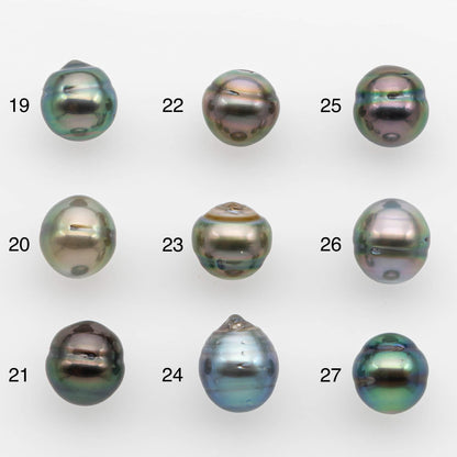 8-9mm Natural Color Tahitian Pearl Drop Shape Loose Single Piece Undrilled in High Luster and Minor Blemishes, SKU # 2622TH