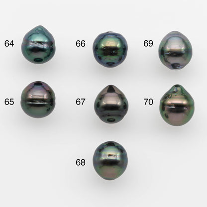 8-9mm Natural Color Tahitian Pearl Drop Shape Loose Single Piece Undrilled in High Luster and Minor Blemishes, SKU # 2622TH
