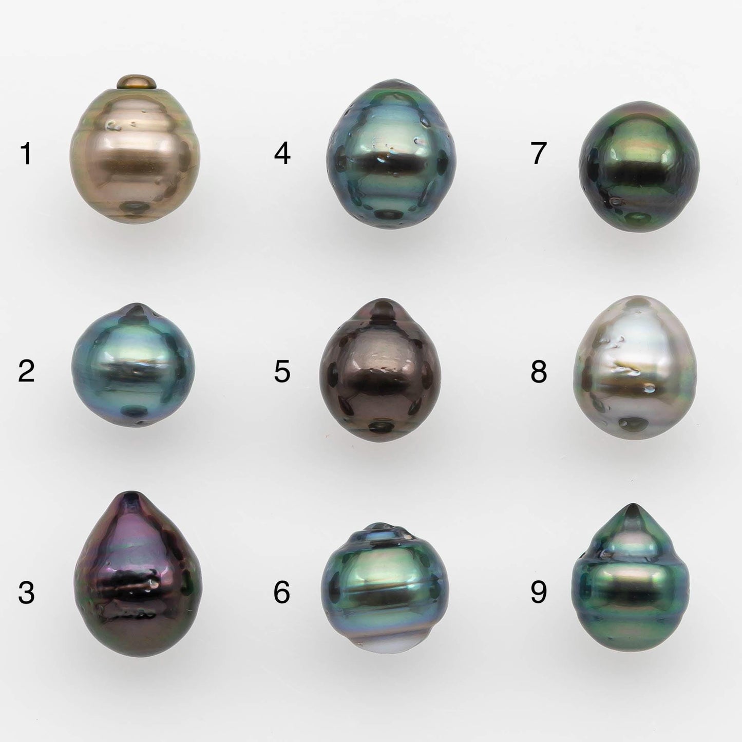 8-9mm Natural Color Tahitian Pearl Drop Shape Loose Single Piece Undrilled in High Luster and Minor Blemishes, SKU #2623TH