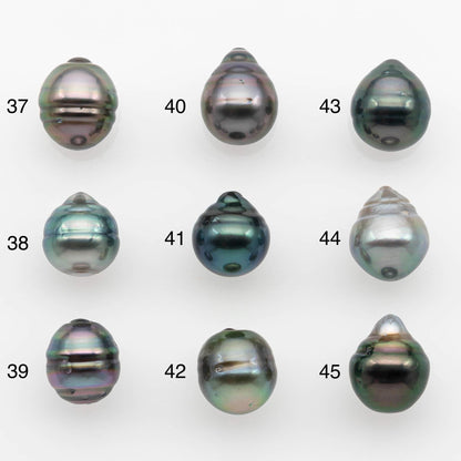 8-9mm Natural Color Tahitian Pearl Drop Shape Loose Single Piece Undrilled in High Luster and Minor Blemishes, SKU # 2624TH