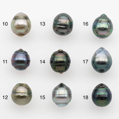 8-9mm Natural Color Tahitian Pearl Drop Shape Loose Single Piece Undrilled in High Luster and Minor Blemishes, SKU # 2625TH