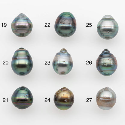 8-9mm Natural Color Tahitian Pearl Drop Shape Loose Single Piece Undrilled in High Luster and Minor Blemishes, SKU # 2625TH