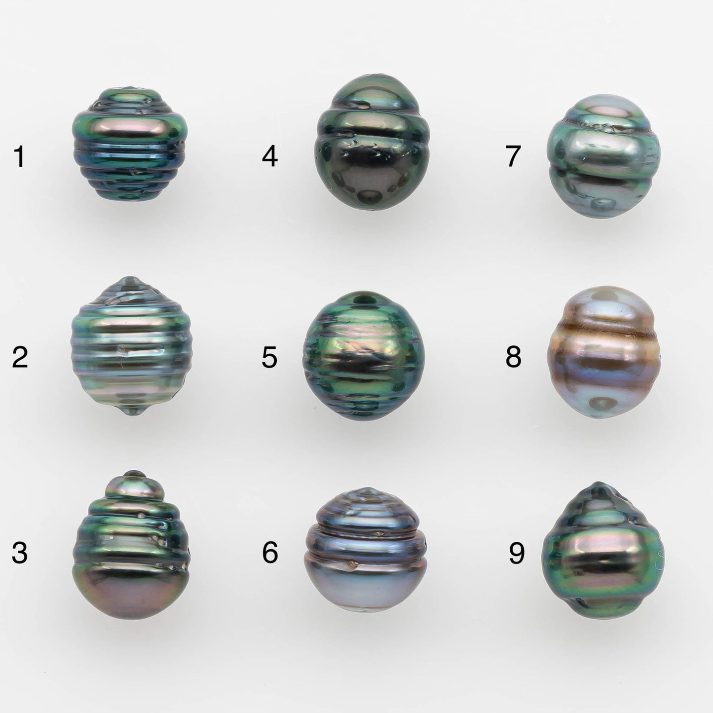 8-9mm Natural Color Tahitian Pearl Drop Shape Loose Single Piece Undrilled in High Luster and Minor Blemishes, SKU # 2626TH