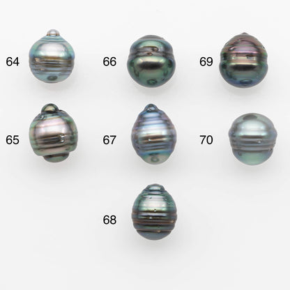 8-9mm Natural Color Tahitian Pearl Drop Shape Loose Single Piece Undrilled in High Luster and Minor Blemishes, SKU # 2626TH