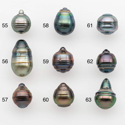 8-9mm Natural Color Tahitian Pearl Drop Shape Loose Single Piece Undrilled in High Luster and Minor Blemishes, SKU # 2626TH
