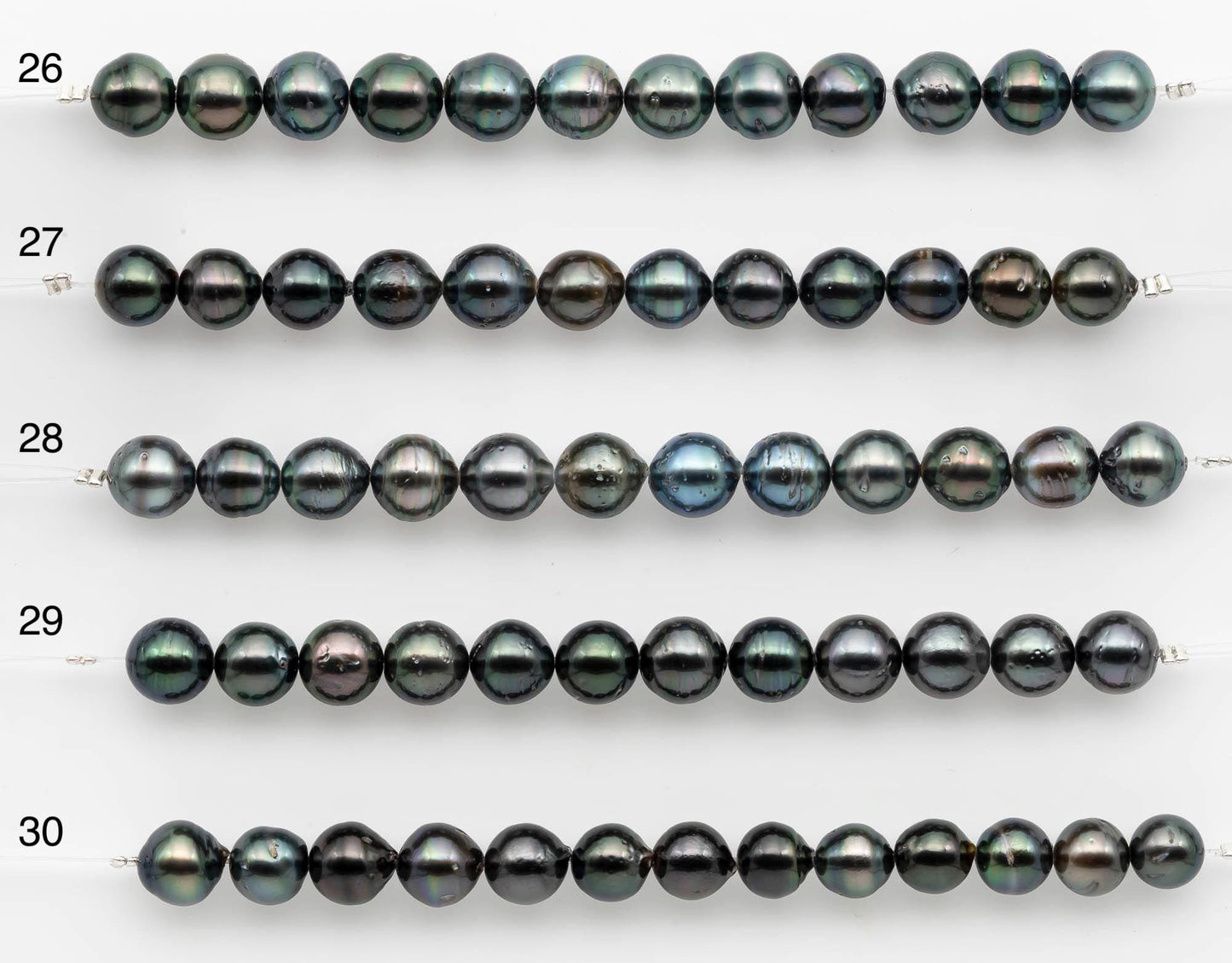 8-9mm Tahitian Pearl in Short Strand with All Natural Color with High Luster for Jewelry Making, SKU# 2658TH