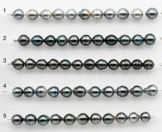 8-9mm Tahitian Pearl in Short Strand with All Natural Color with High Luster for Jewelry Making, SKU# 2659TH