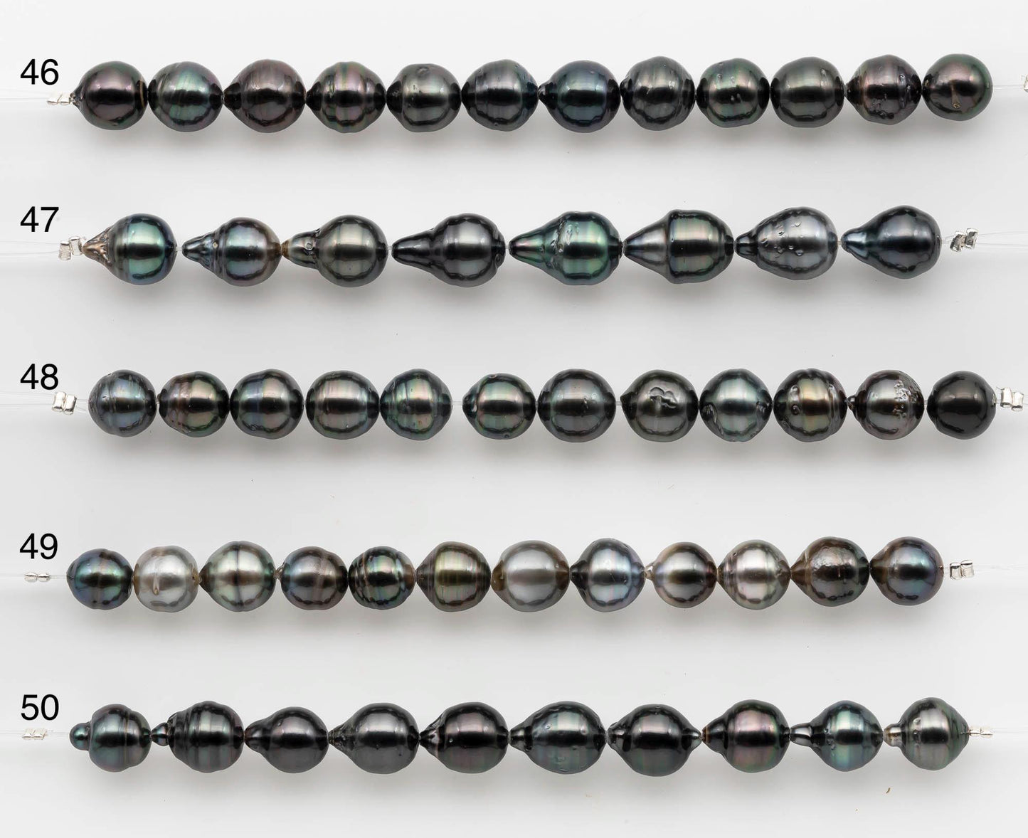 8-9mm Tahitian Pearl in Short Strand with All Natural Color with High Luster for Jewelry Making, SKU# 2659TH