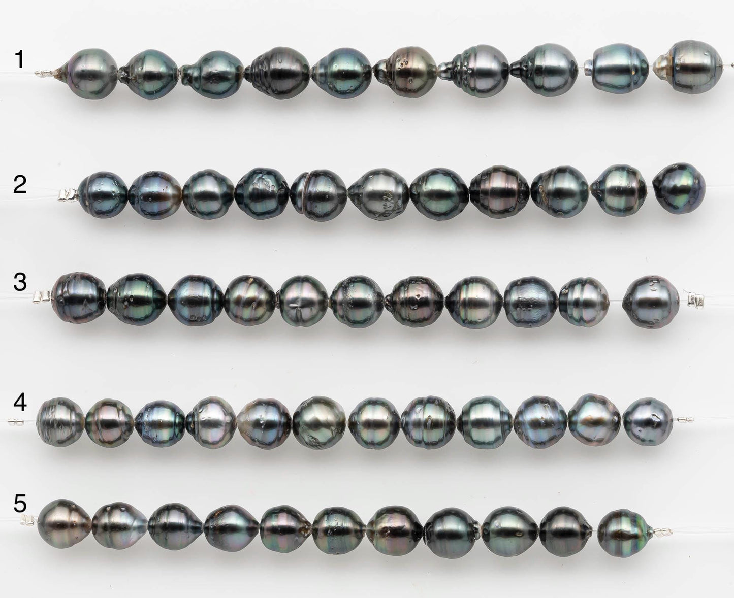 8-9mm Tahitian Pearl in Short Strand with All Natural Color with High Luster for Jewelry Making, SKU# 2660TH