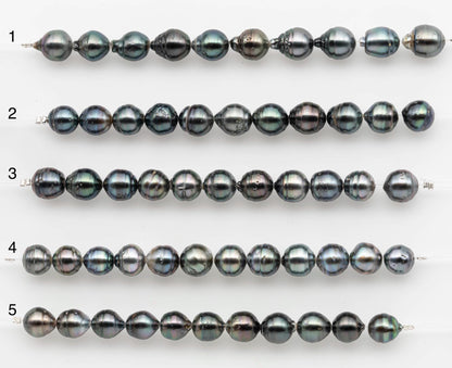 8-9mm Tahitian Pearl in Short Strand with All Natural Color with High Luster for Jewelry Making, SKU# 2660TH