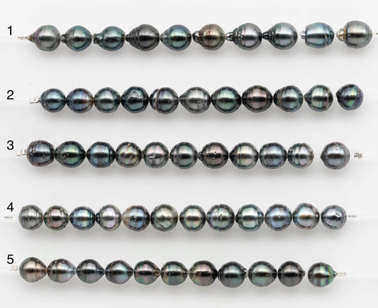 8-9mm Tahitian Pearl in Short Strand with All Natural Color with High Luster for Jewelry Making, SKU# 2660TH