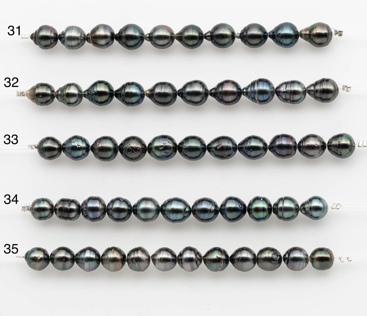 8-9mm Tahitian Pearl in Short Strand with All Natural Color with High Luster for Jewelry Making, SKU# 2660TH