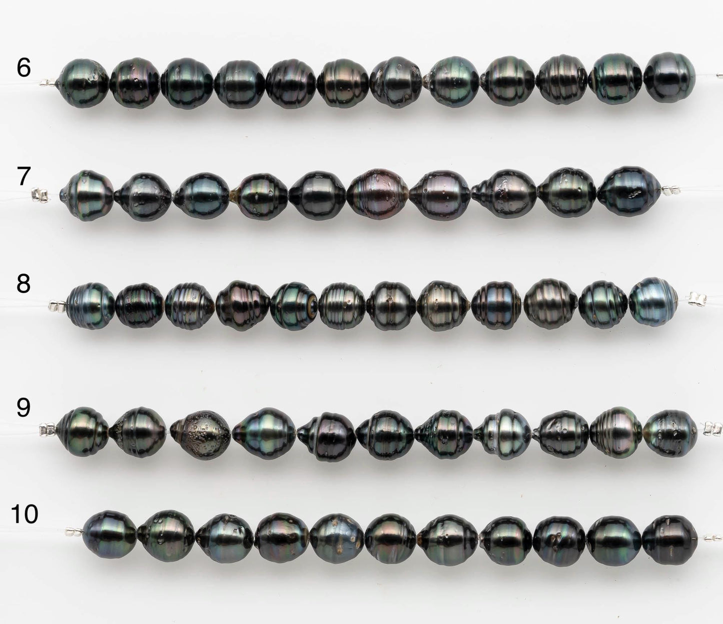 8-9mm Tahitian Pearl in Short Strand with All Natural Color with High Luster for Jewelry Making, SKU# 2661TH