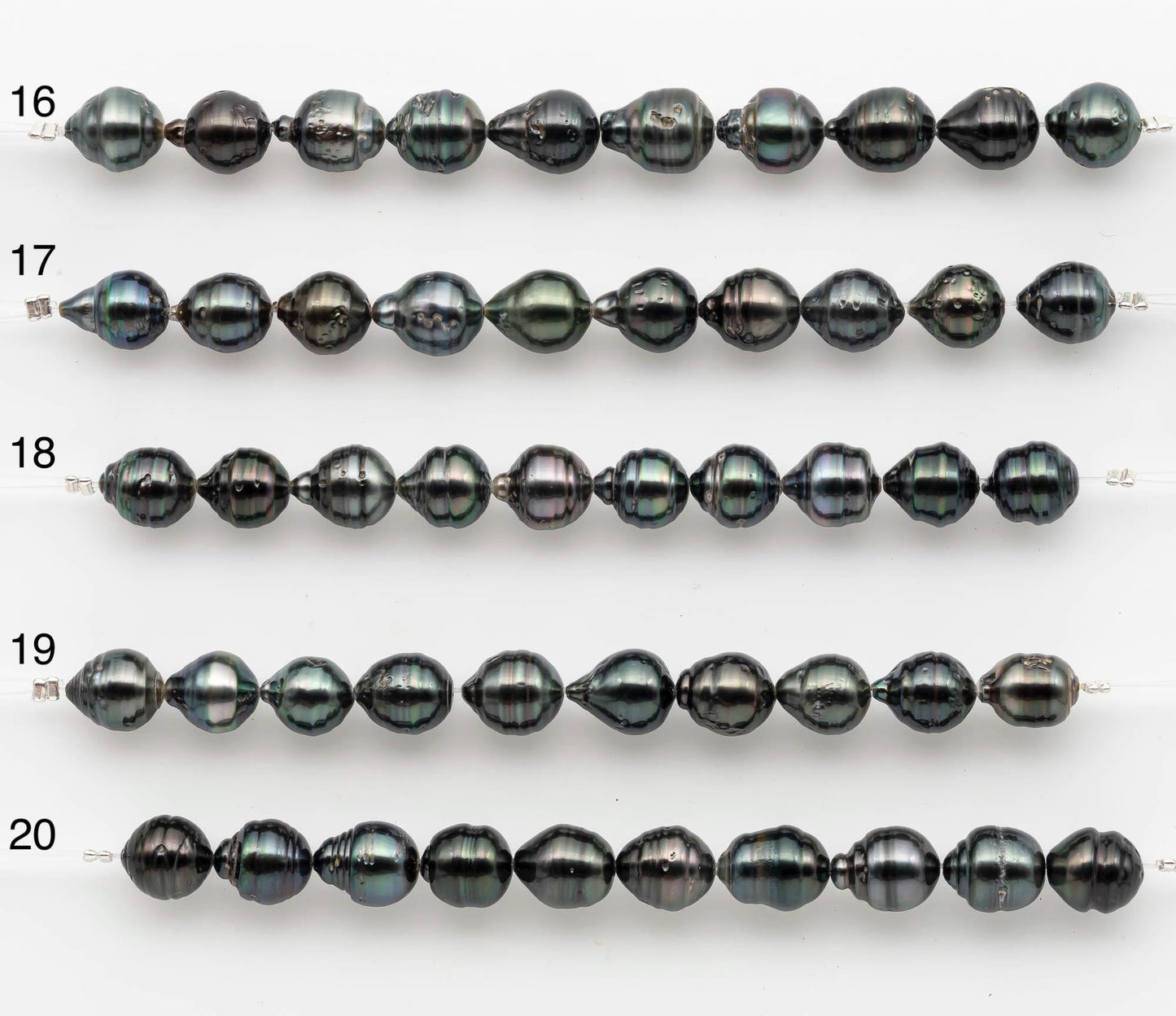 8-9mm Tahitian Pearl in Short Strand with All Natural Color with High Luster for Jewelry Making, SKU# 2661TH