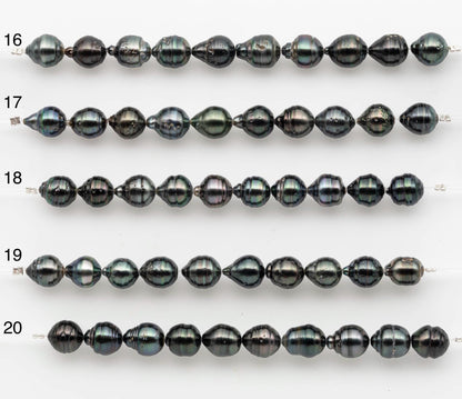 8-9mm Tahitian Pearl in Short Strand with All Natural Color with High Luster for Jewelry Making, SKU# 2661TH