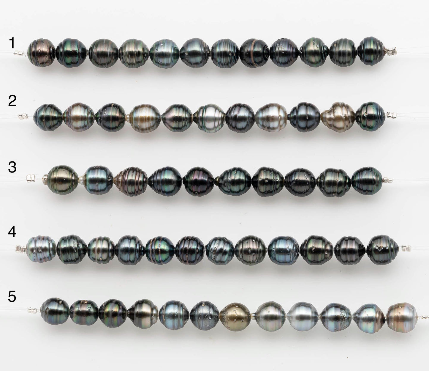 8-9mm Tahitian Pearl in Short Strand with All Natural Color with High Luster for Jewelry Making, SKU# 2661TH