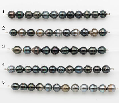 8-9mm Tahitian Pearl in Short Strand with All Natural Color with High Luster for Jewelry Making, SKU# 2661TH