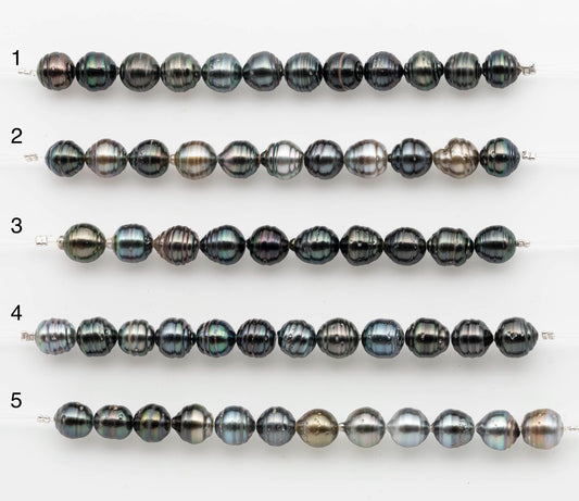 8-9mm Tahitian Pearl in Short Strand with All Natural Color with High Luster for Jewelry Making, SKU# 2661TH
