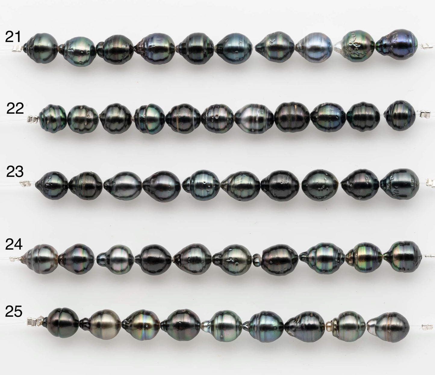 8-9mm Tahitian Pearl in Short Strand with All Natural Color with High Luster for Jewelry Making, SKU# 2661TH