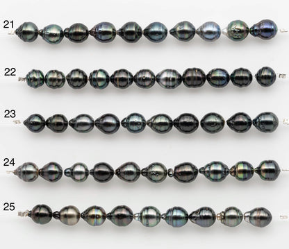 8-9mm Tahitian Pearl in Short Strand with All Natural Color with High Luster for Jewelry Making, SKU# 2661TH
