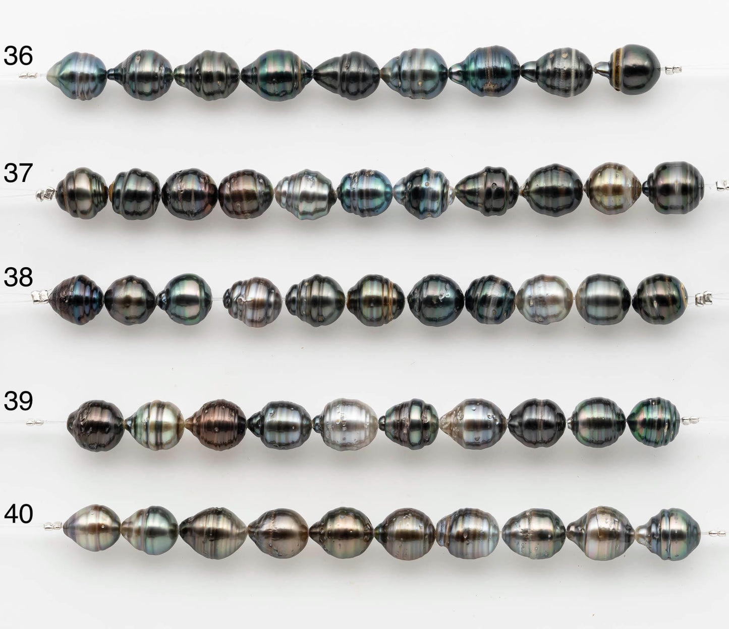 8-9mm Tahitian Pearl in Short Strand with All Natural Color with High Luster for Jewelry Making, SKU# 2661TH