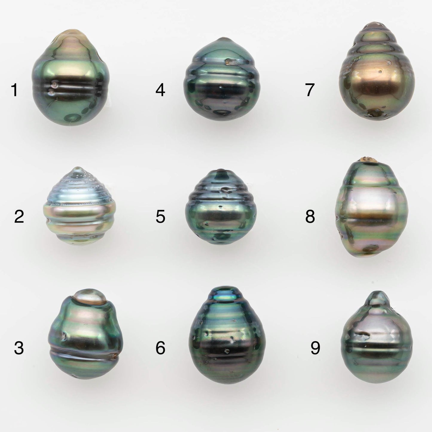 9-10mm  Tahitian Pearl Drop in Natural Color, Loose Single Piece Undrilled in High Luster and Minor Blemishes, SKU # 2655TH