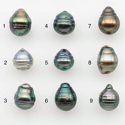 9-10mm  Tahitian Pearl Drop in Natural Color, Loose Single Piece Undrilled in High Luster and Minor Blemishes, SKU # 2655TH