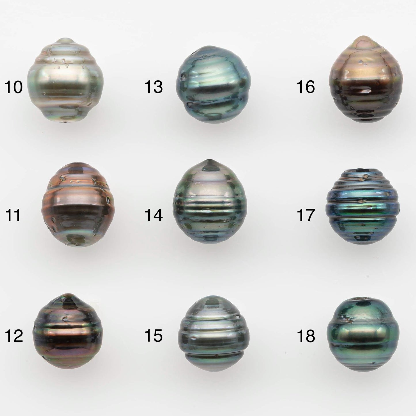 9-10mm Natural Color Tahitian Pearl Drop Shape Loose Single Piece Undrilled in High Luster and Minor Blemishes, SKU # 2654TH