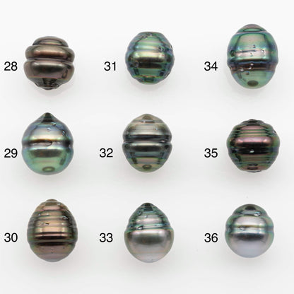 9-10mm Natural Color Tahitian Pearl Drop Shape Loose Single Piece Undrilled in High Luster and Minor Blemishes, SKU # 2654TH