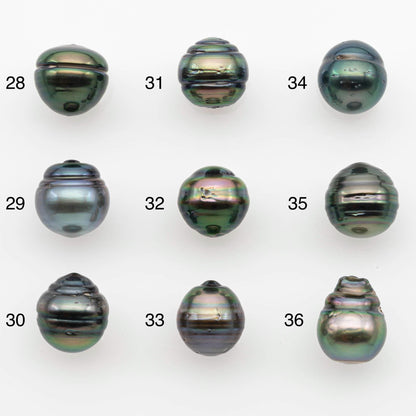 9-10mm Natural Color Tahitian Pearl Drop Shape Loose Single Piece Undrilled in High Luster and Minor Blemishes, SKU # 2653TH