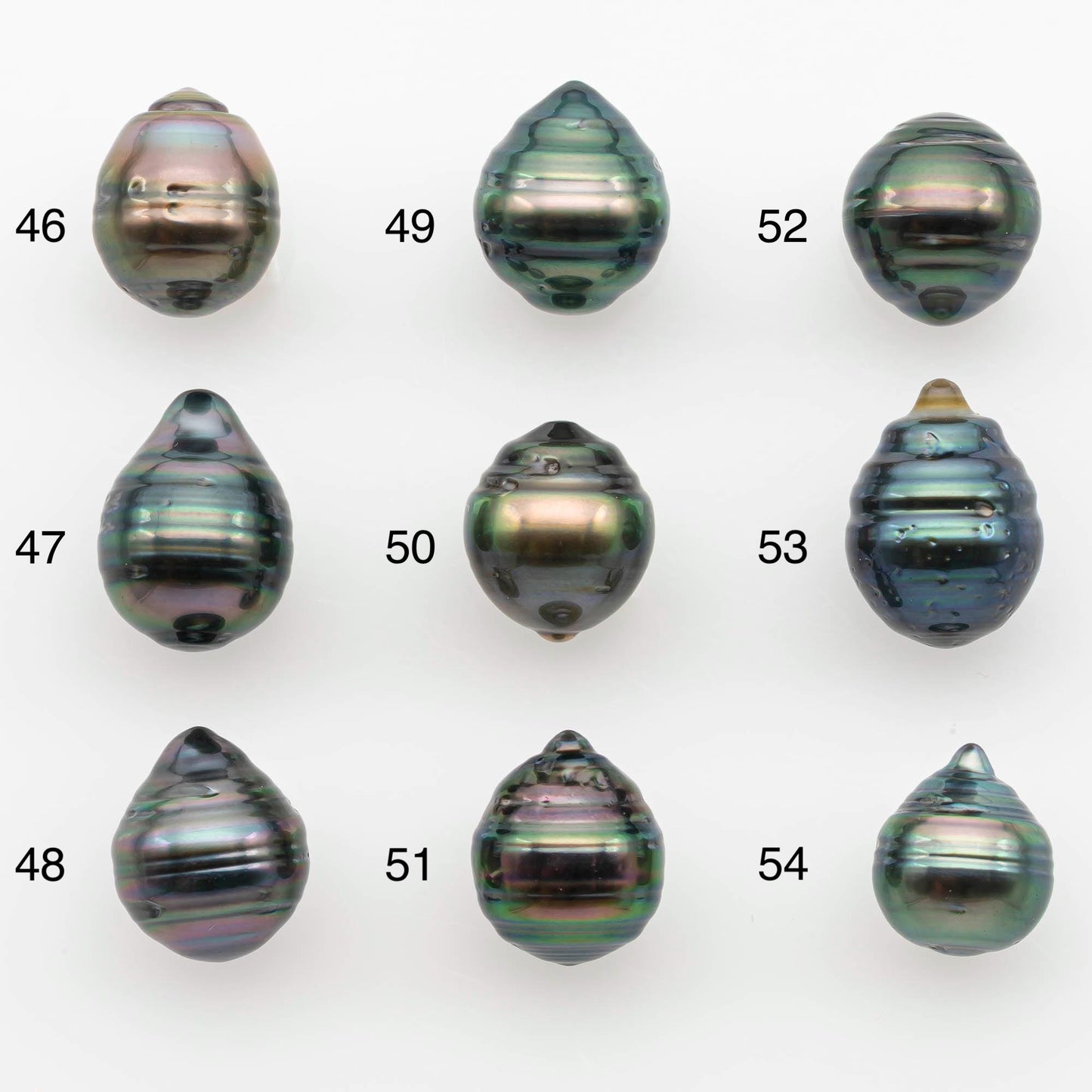 9-10mm Natural Color Tahitian Pearl Drop Shape Loose Single Piece Undrilled in High Luster and Minor Blemishes, SKU # 2653TH