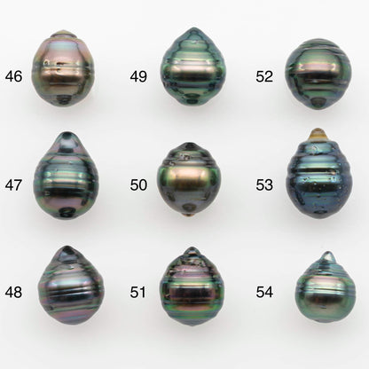 9-10mm Natural Color Tahitian Pearl Drop Shape Loose Single Piece Undrilled in High Luster and Minor Blemishes, SKU # 2653TH