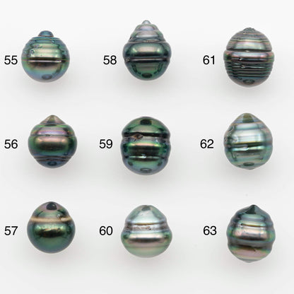 9-10mm Natural Color Tahitian Pearl Drop Shape Loose Single Piece Undrilled in High Luster and Minor Blemishes, SKU # 2653TH