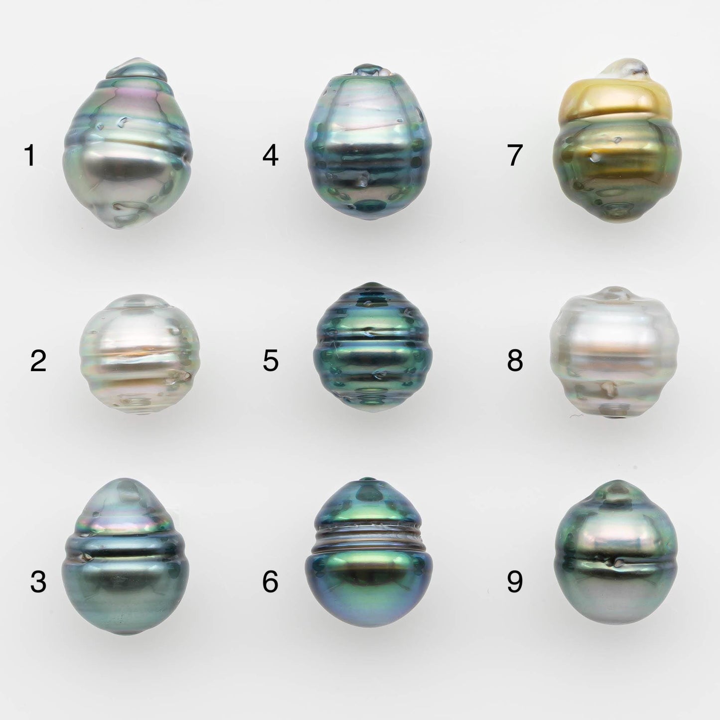 9-10mm Natural Color Tahitian Pearl Drop Shape Loose Single Piece Undrilled in High Luster and Minor Blemishes, SKU # 2652TH