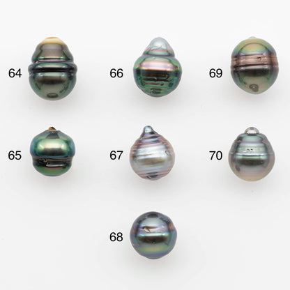 9-10mm Natural Color Tahitian Pearl Drop Shape Loose Single Piece Undrilled in High Luster and Minor Blemishes, SKU # 2652TH
