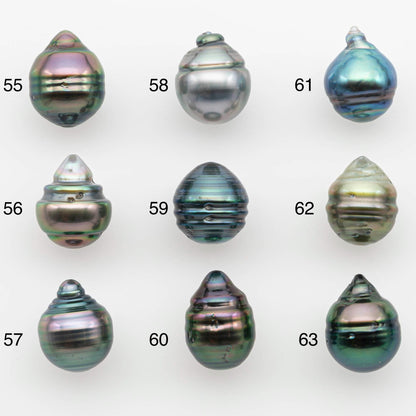 9-10mm Natural Color Tahitian Pearl Drop Shape Loose Single Piece Undrilled in High Luster and Minor Blemishes, SKU # 2652TH