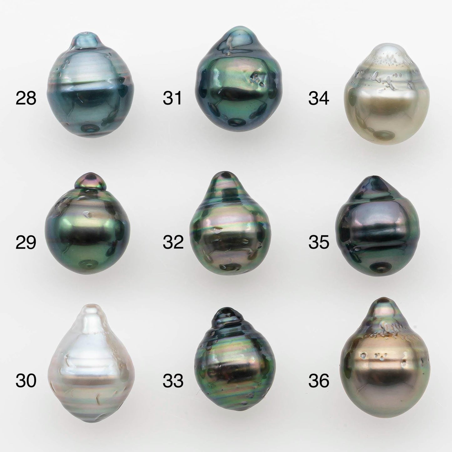 9-10mm Natural Color Tahitian Pearl Drop Shape Loose Single Piece Undrilled in High Luster and Minor Blemishes, SKU # 2651TH