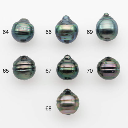 9-10mm Natural Color Tahitian Pearl Drop Shape Loose Single Piece Undrilled in High Luster and Minor Blemishes, SKU # 2651TH