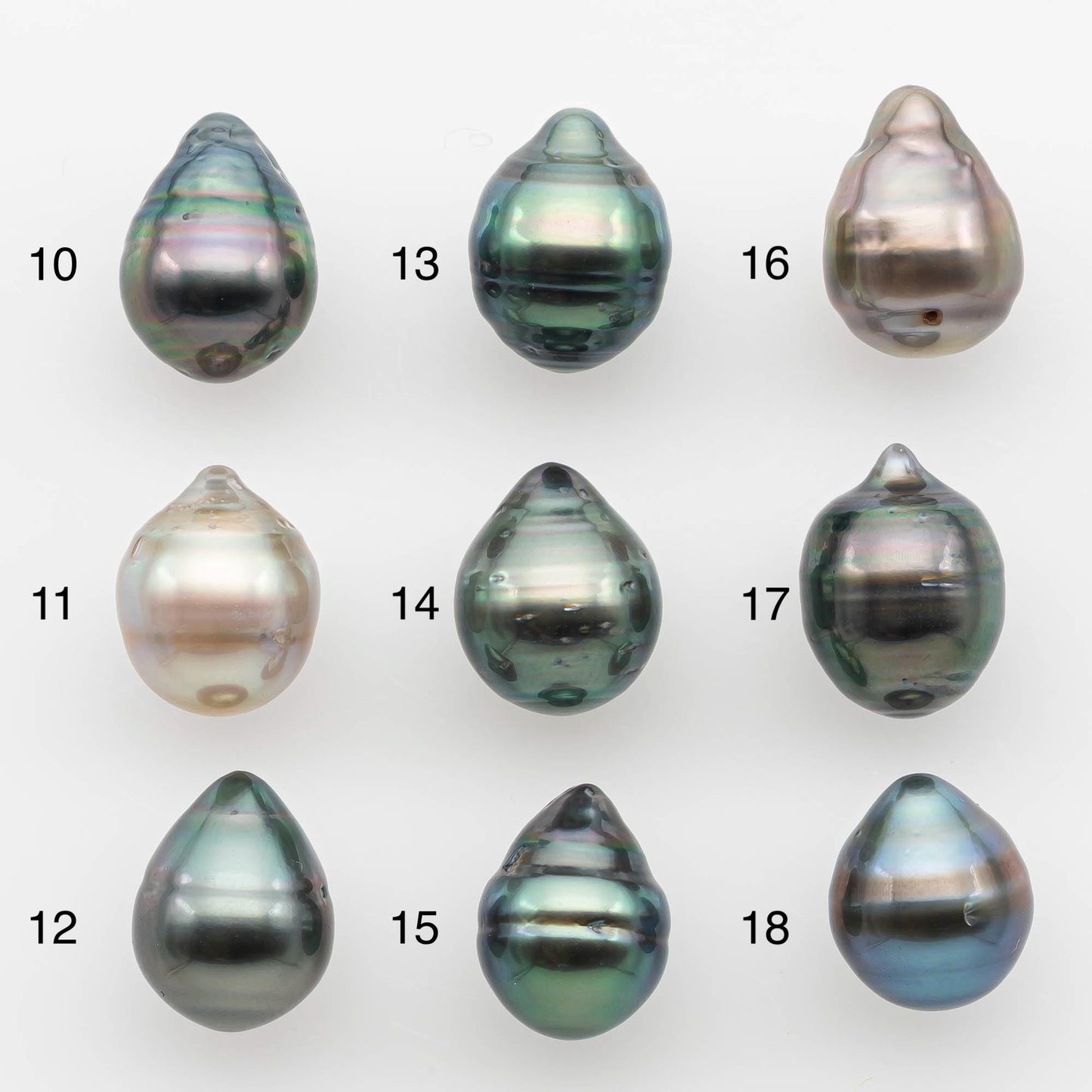 9-10mm Natural Color Tahitian Pearl Drop Shape Loose Single Piece Undrilled in High Luster and Minor Blemishes, SKU # 2650TH