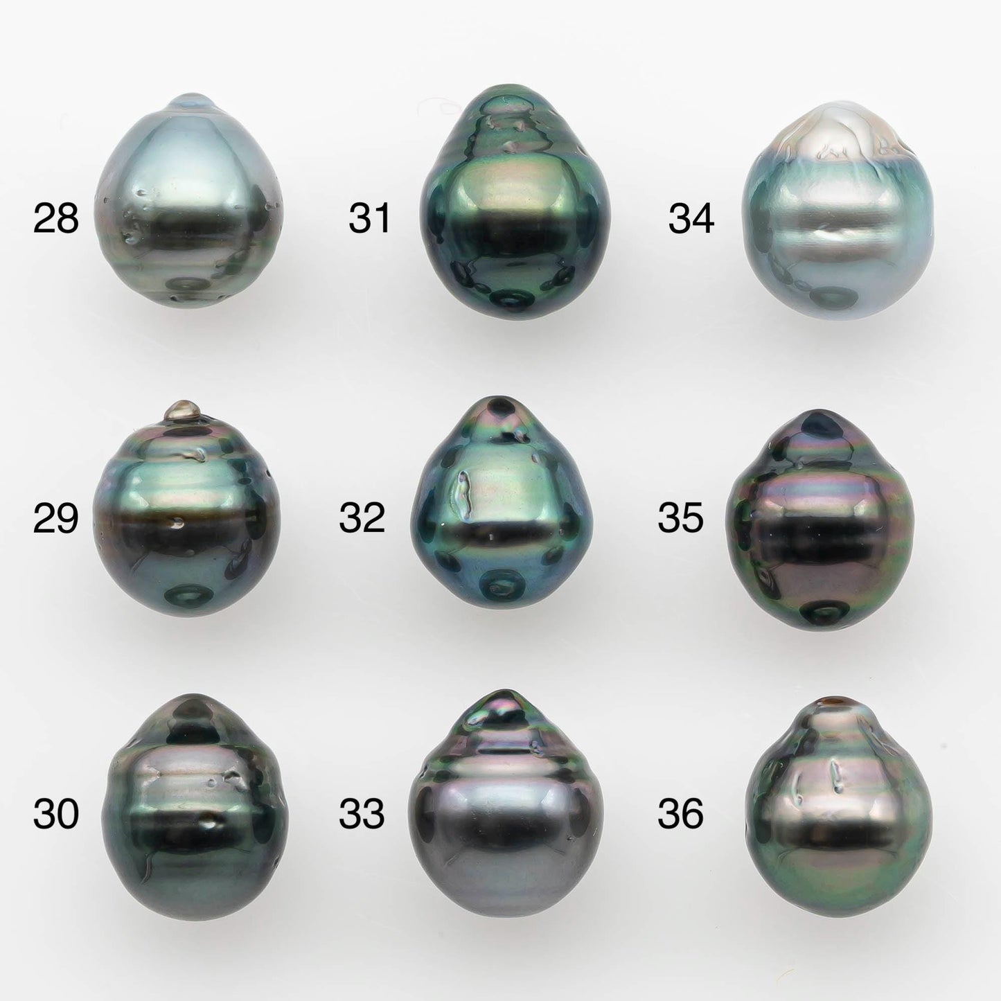 9-10mm Natural Color Tahitian Pearl Drop Shape Loose Single Piece Undrilled in High Luster and Minor Blemishes, SKU # 2650TH