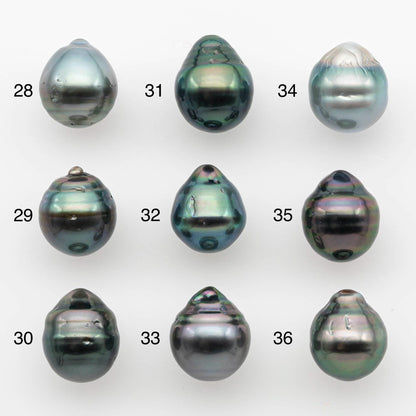 9-10mm Natural Color Tahitian Pearl Drop Shape Loose Single Piece Undrilled in High Luster and Minor Blemishes, SKU # 2650TH