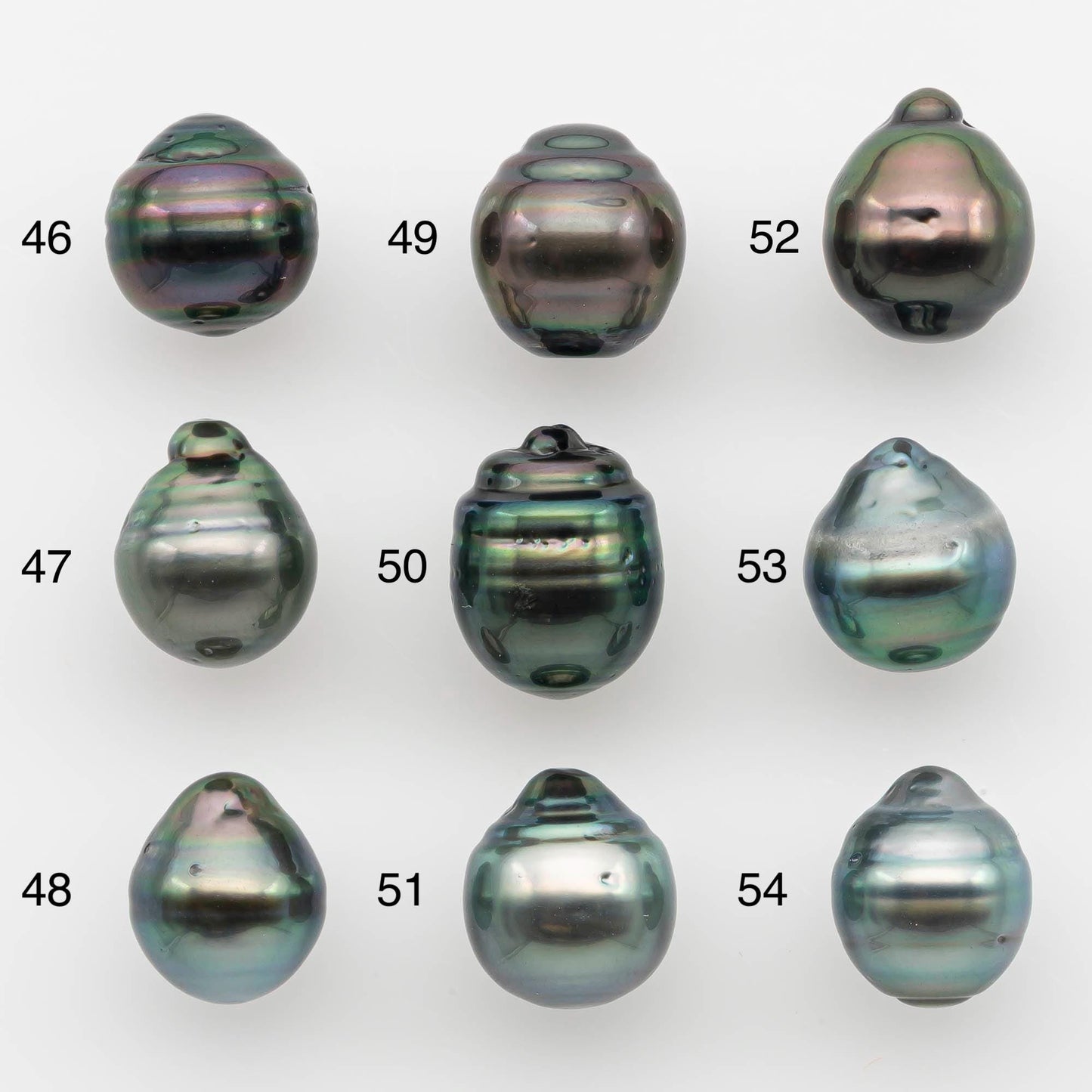 9-10mm Natural Color Tahitian Pearl Drop Shape Loose Single Piece Undrilled in High Luster and Minor Blemishes, SKU # 2650TH