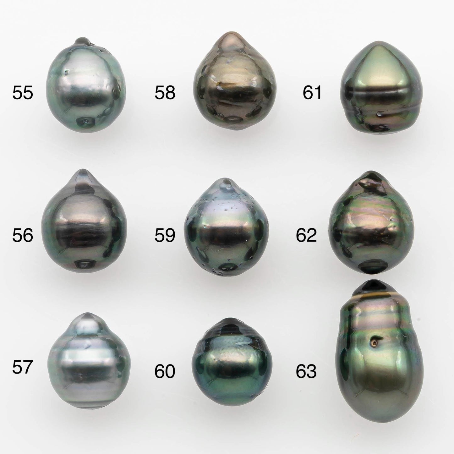 9-10mm Natural Color Tahitian Pearl Drop Shape Loose Single Piece Undrilled in High Luster and Minor Blemishes, SKU # 2650TH