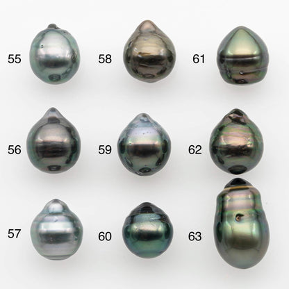 9-10mm Natural Color Tahitian Pearl Drop Shape Loose Single Piece Undrilled in High Luster and Minor Blemishes, SKU # 2650TH