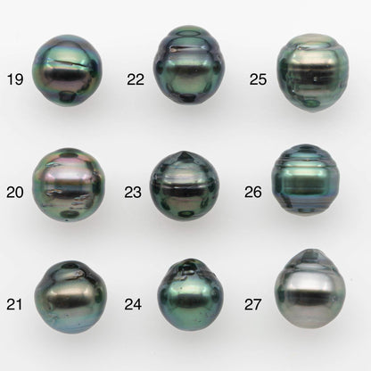 9-10mm Natural Color Tahitian Pearl Drop Shape Loose Single Piece Undrilled in High Luster and Minor Blemishes, SKU # 2649TH