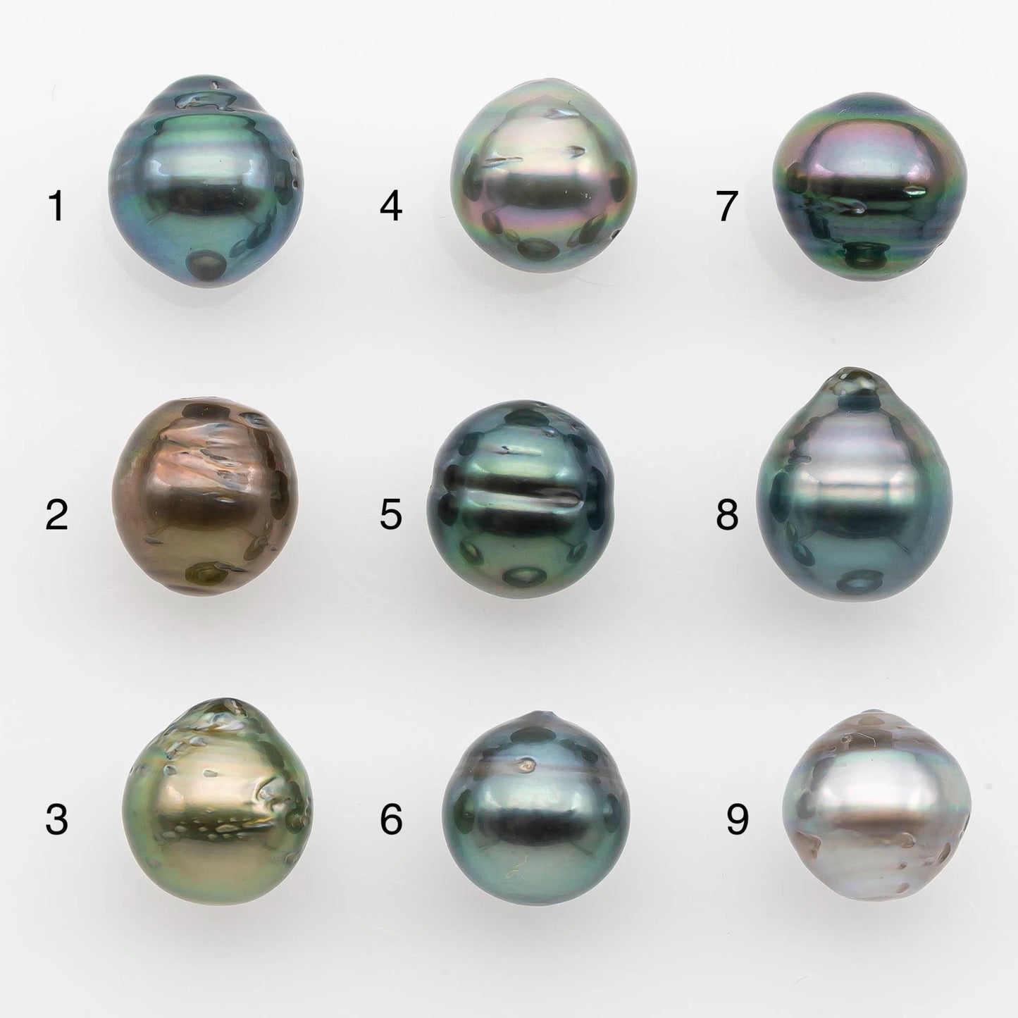 9-10mm Natural Color Tahitian Pearl Drop Shape Loose Single Piece Undrilled in High Luster and Minor Blemishes, SKU # 2648TH