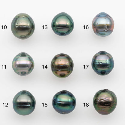 9-10mm Natural Color Tahitian Pearl Drop Shape Loose Single Piece Undrilled in High Luster and Minor Blemishes, SKU # 2648TH