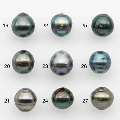 9-10mm Natural Color Tahitian Pearl Drop Shape Loose Single Piece Undrilled in High Luster and Minor Blemishes, SKU # 2648TH