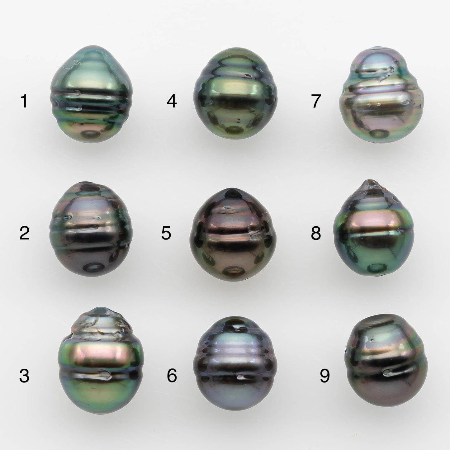 9-10mm Natural Color Tahitian Pearl Drop Shape Loose Single Piece Undrilled in High Luster and Minor Blemishes, SKU # 2647TH