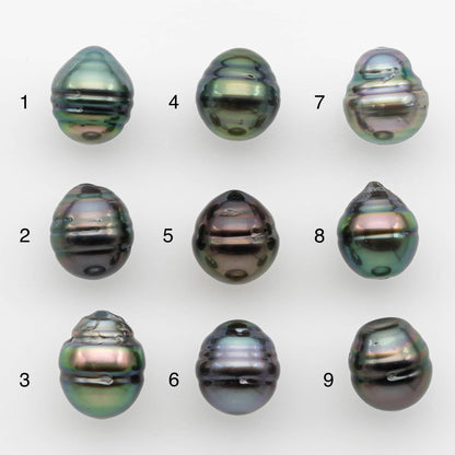9-10mm Natural Color Tahitian Pearl Drop Shape Loose Single Piece Undrilled in High Luster and Minor Blemishes, SKU # 2647TH